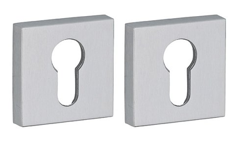 Coppia borchie, rosetta quadrata Modena 50X50 foro per cilindro europeo, cromo satinato - FROSIO BORTOLO