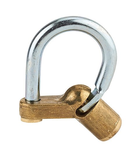 Lucchetto 129C chiave mezzaluna base angolare, arco acciaio, da esterno - contatori, quadri elettrici, VVF, pompieri - THIRARD