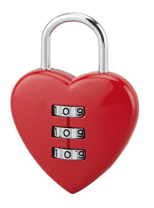 Lucchetto a combinazione Fantasy Heart, cuore, love, cuoricino, 3 cifre, da interno, arco in acciaio - THIRARD