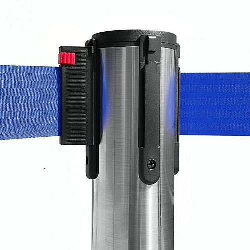 Colonnina TENDILINEA ACCIAIO SPAZZOLATO con base piatta - NASTRO BLU