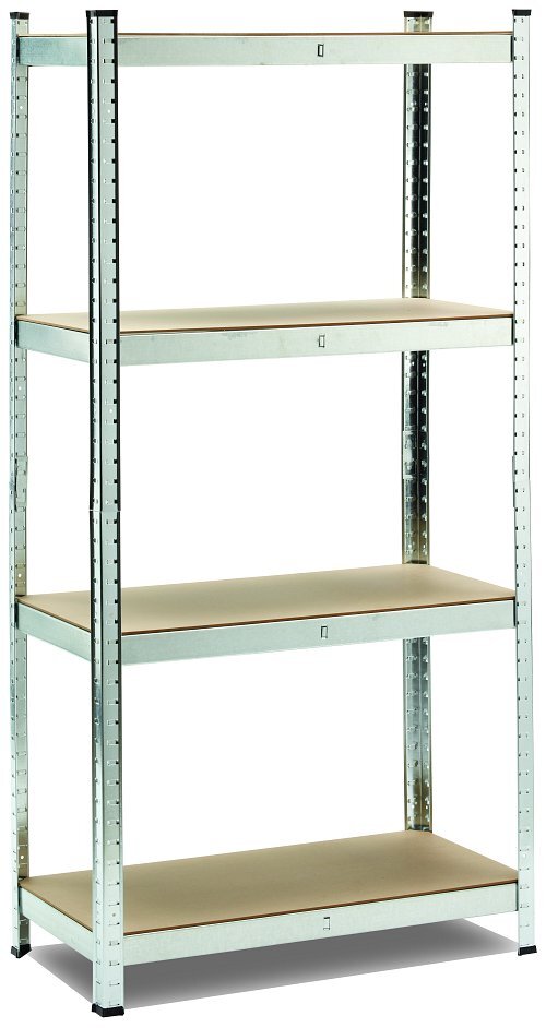 Scaffale 4 ripiani in metallo e MDF Misure: H 160 x L 80 x P 40 cm Portata: 150 Kg per ripiano