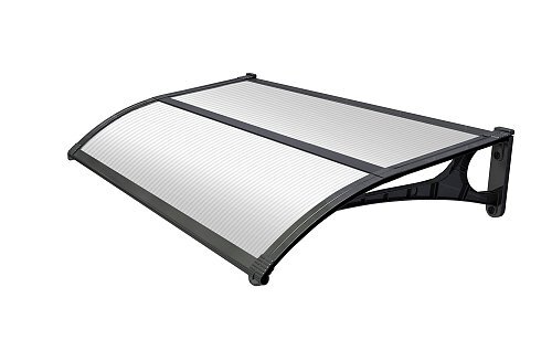 Pensilina ABS P.100 L. 135 Supporto e profilo centrale Nero con copertura in policarbonato alveolare bianco