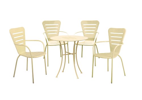 Salotto Ginevra (1 tavolo 4 sedie) Acciaio - Colore Crema