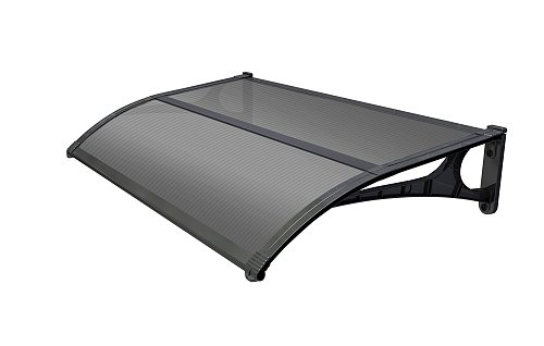 Pensilina ABS P.100 L. 135 Supporto e profilo centrale Nero con copertura in policarbonato alveolare grigio