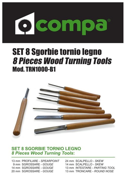 Set 8 sgorbie tornio legno