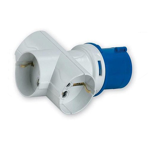Adattatore industriale triplo spina 2P+T 220V tre prese Schuko bivalenti 10/16A TRIX PRO Rosi 1879