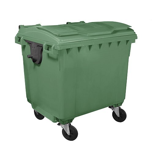 Cassonetto 4 ruote per raccolta differenziata - capacità 1100 litri - verde