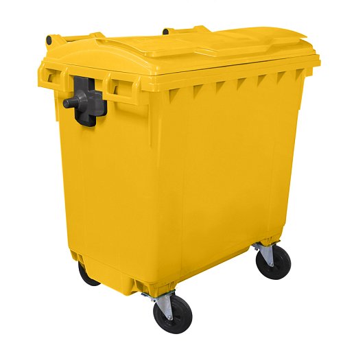 Cassonetto 4 ruote per raccolta differenziata - capacità 770 litri - giallo