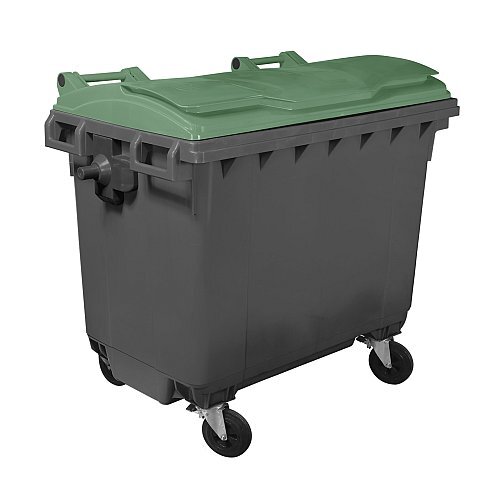 Cassonetto 4 ruote per raccolta differenziata - capacità 660 litri - fondo grigio e coperchio verde