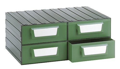 Cassettiera portaminuteria - Modello F - 4 cassetti verdi