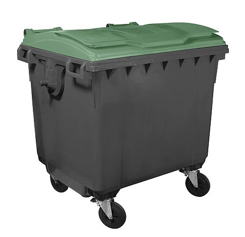 Cassonetto 4 ruote per raccolta differenziata - capacità 1100 litri - fondo grigio e coperchio verde