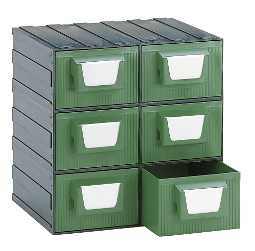 Cassettiera portaminuteria - Modello E - 6 cassetti verdi