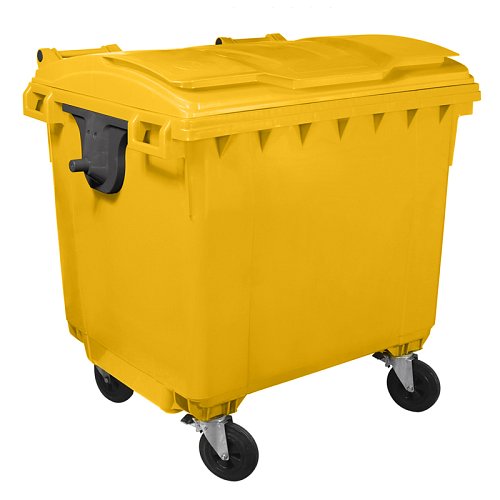 Cassonetto 4 ruote per raccolta differenziata - capacità 1100 litri - giallo