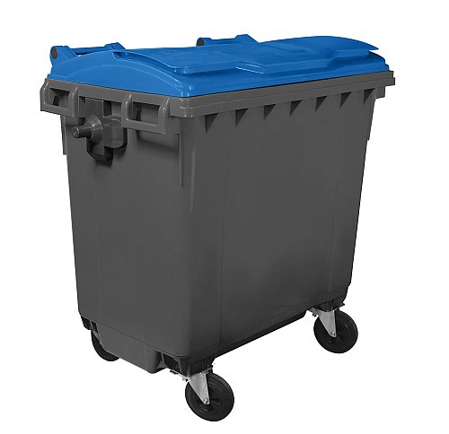 Cassonetto 4 ruote per raccolta differenziata - capacità 770 litri - fondo grigio e coperchio blu