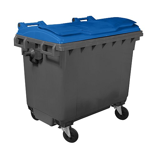 Cassonetto 4 ruote per raccolta differenziata - capacità 660 litri - fondo grigio e coperchio blu