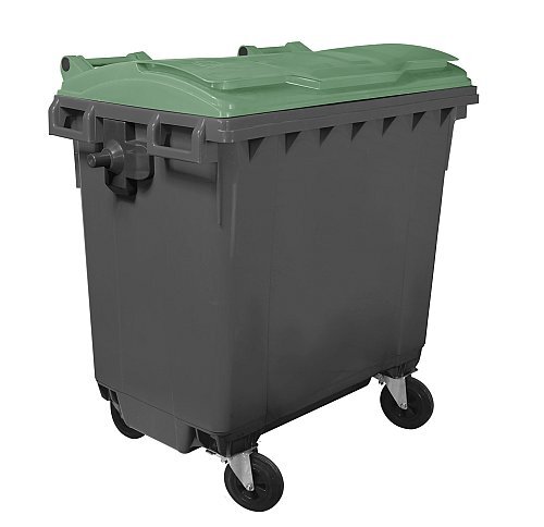 Cassonetto 4 ruote per raccolta differenziata - capacità 770 litri - fondo grigio e coperchio verde
