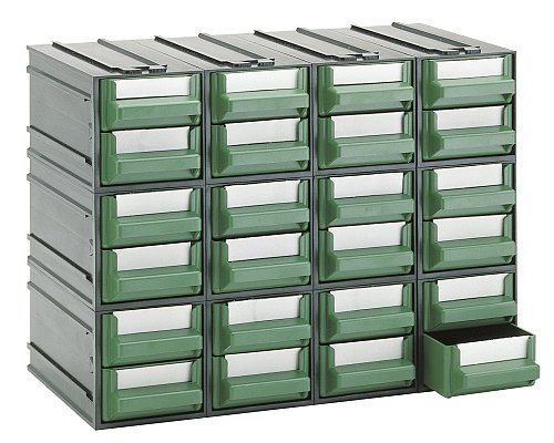 Cassettiera portaminuteria - Modello A - 24 cassetti verdi