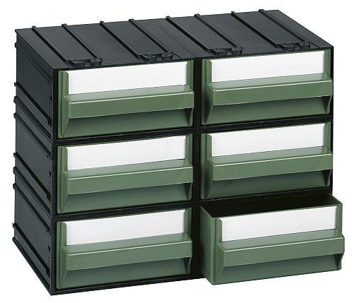 Cassettiera portaminuteria - Modello C - 6 cassetti verdi
