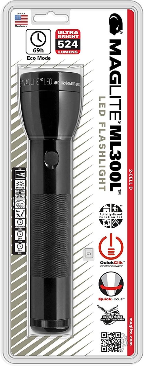 Torcia Maglite ML300L Led batteria 2D non incluse colore nero confezione blister