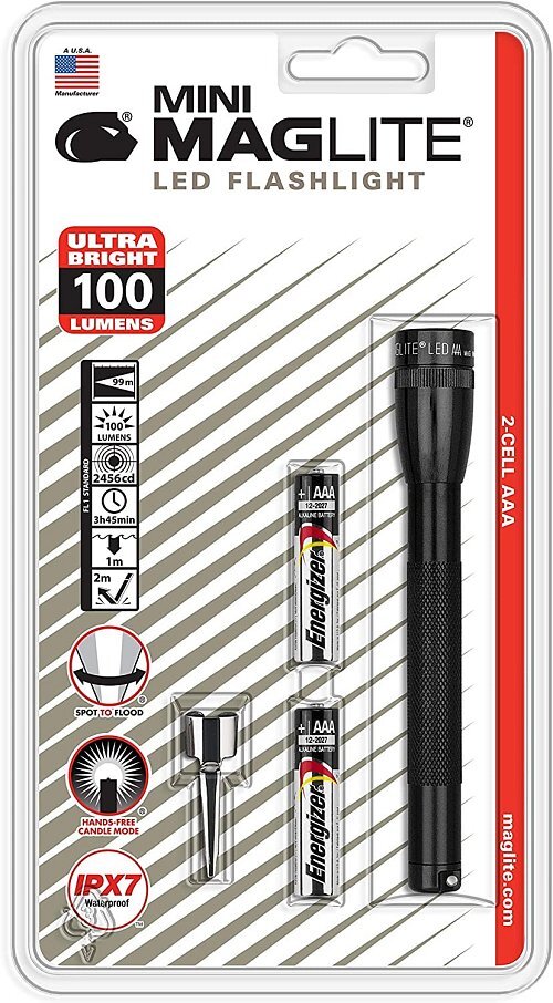 Torcia Mini Maglite batteria 2AAA incluse colore nero confezione blister