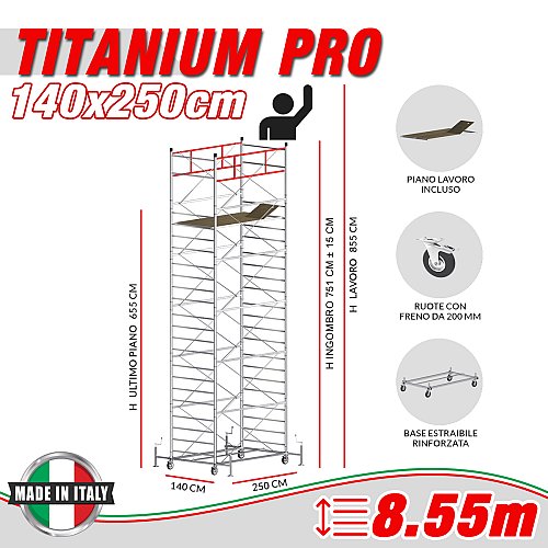 Trabattello Titanium Pro altezza lavoro 8,55 metri