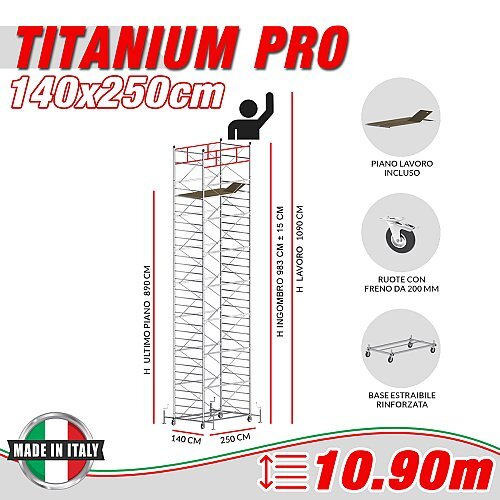 Trabattello Titanium Pro altezza lavoro 10,90 metri