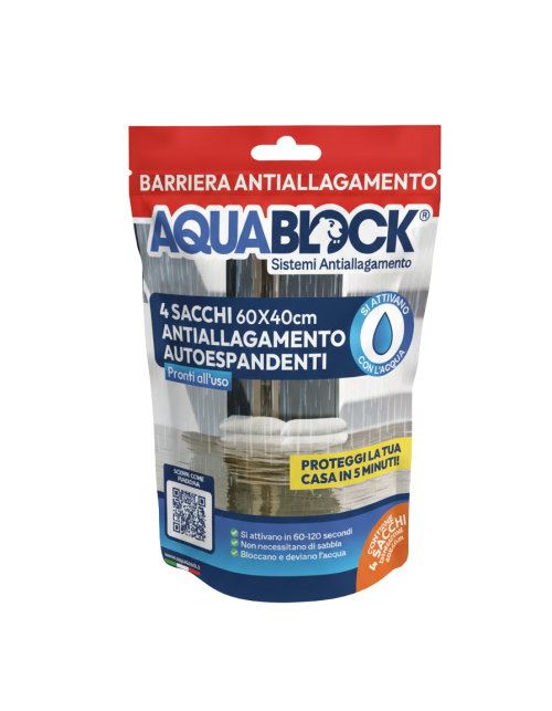 Sacchi Autoespandenti Antiallagamento 60x40 cm Aquablock - Conf. Richiudibile 4 pz