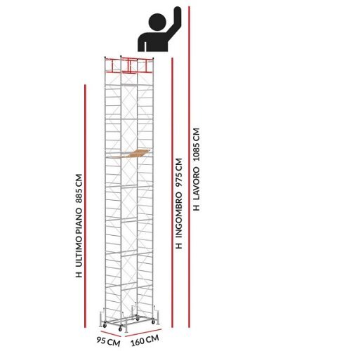Trabattello M4 LUX base estraibile 10,85m