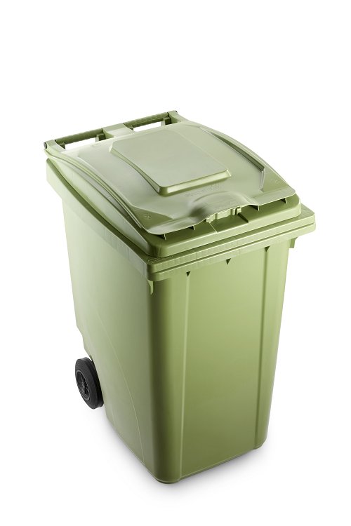 Bidone carrellato monocolore 360 litri per raccolta differenziata - Verde chiaro