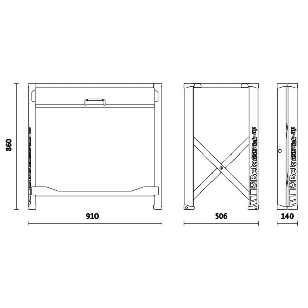 Banco da lavoro pieghevole in lamiera zincata. Piano di lavoro 800x500 mm  in lamiera zincata ❒ Victualia®