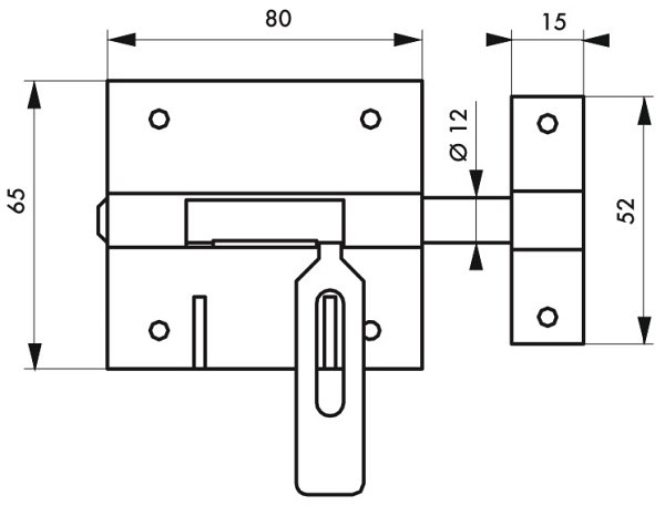 Serratura per cancello con porta a lucchetto, chiusura a chiavistello Ø12mm  - Serrurerie de Picardie ❒ Victualia®